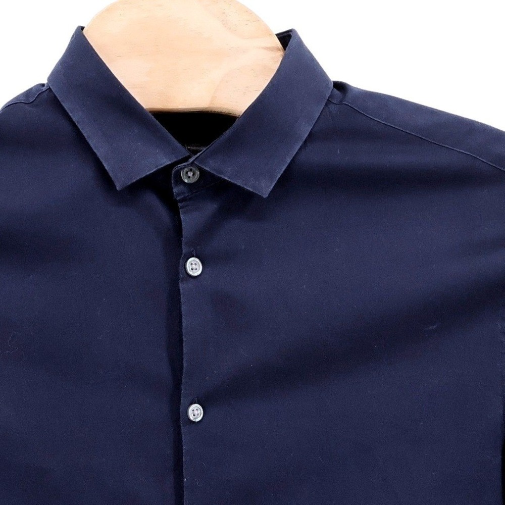 John Varvatos USA Stretch Button Down Shirt Navy Blue Long Sleeve Mens Size M